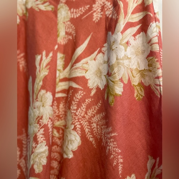 100% Linen Floral Cottage-core A Line Midi Skirt Size 12 Petite - Picture 8 of 10